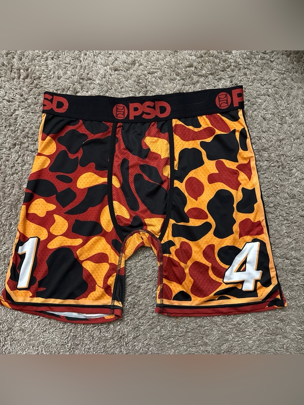 PSD Men's Red & Orange Camo Performance Boxer Briefs with Black Accents